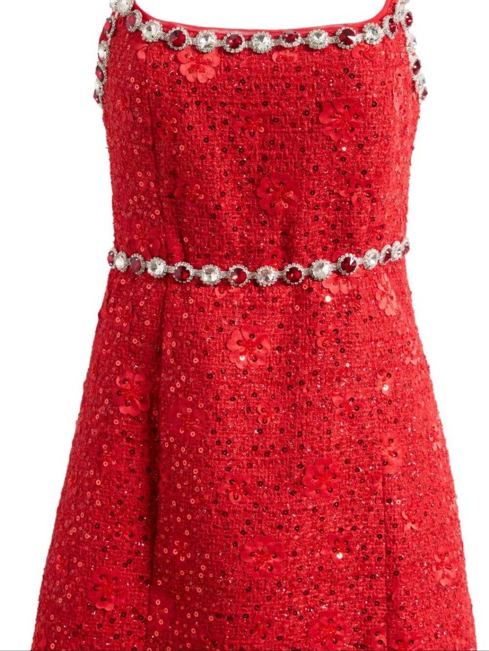 Adeline Embellished Sequin Tweed Cocktail Mini Dress with Crystal Trim